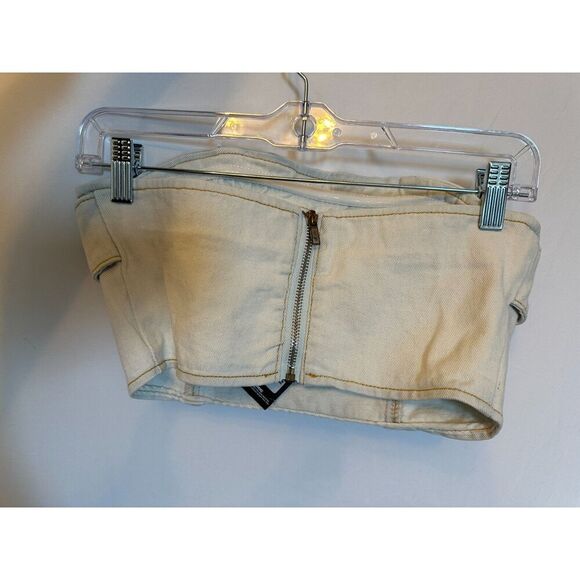 Pretty Little Things Denim Corset Buckle Top Size 0 NWT! - Picture 3 of 6